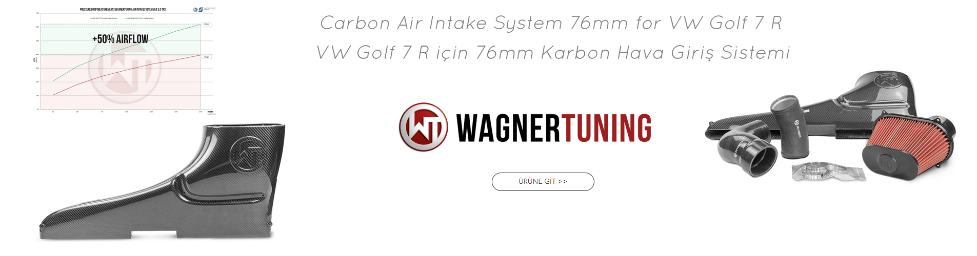 VW Golf 7 GTI/R, Skoda Octavia RS ve Seat Leon Cupra (2.0 TSI) için Wagner Tuning Karbon Hava Giriş Sistemi 